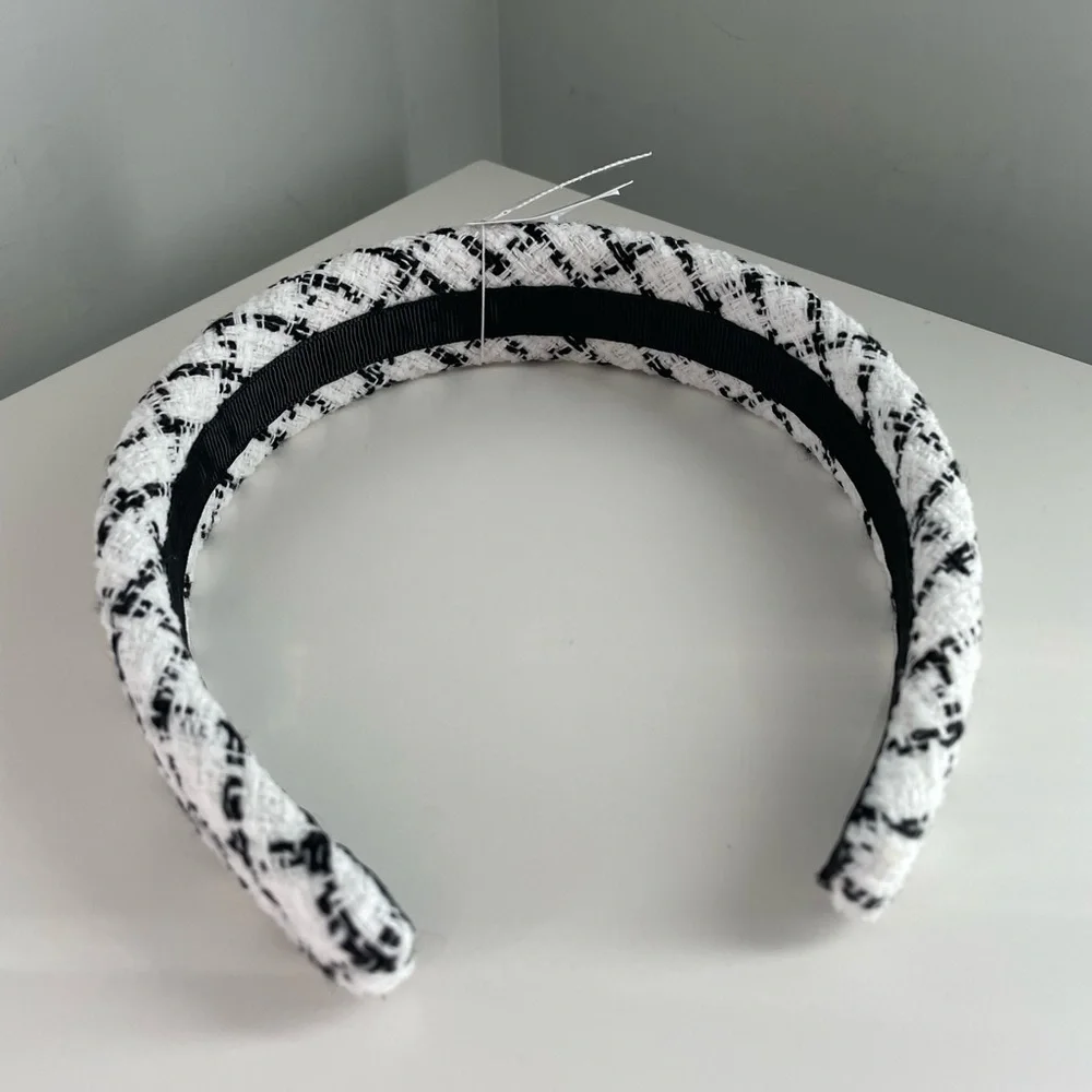 J. Crew Black And White Plaid Headband